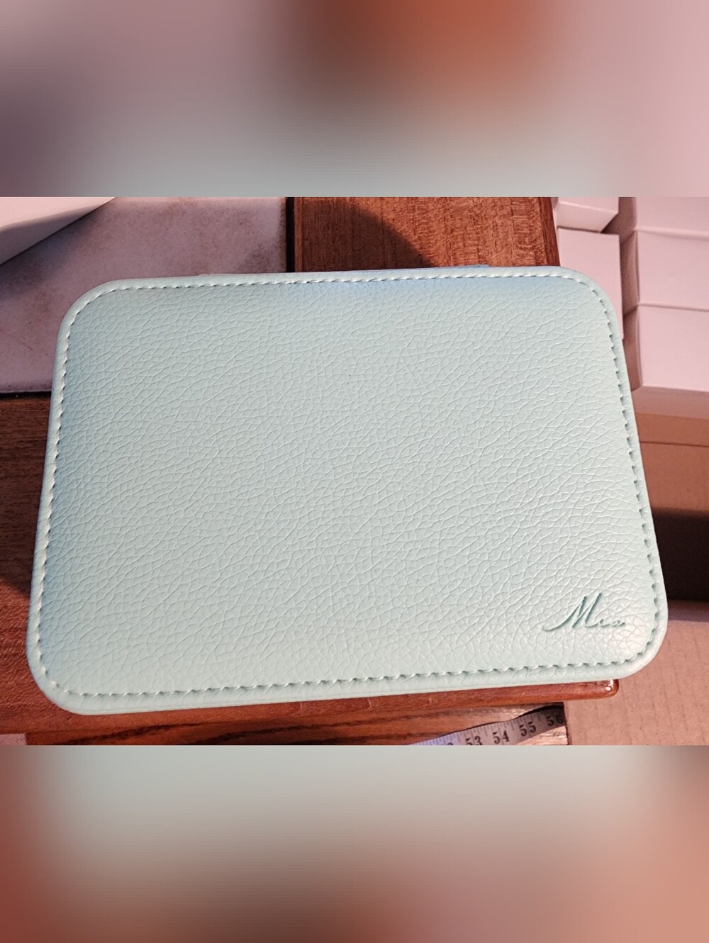 MIA Mint Green Faux Leather Zip Around Jewelry Case NEW 4.5 X 6"